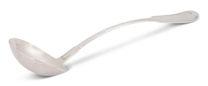 New Orleans "Fiddle" Coin Silver Ladle