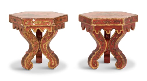 Pair of Spanish Painted Wooden Stands