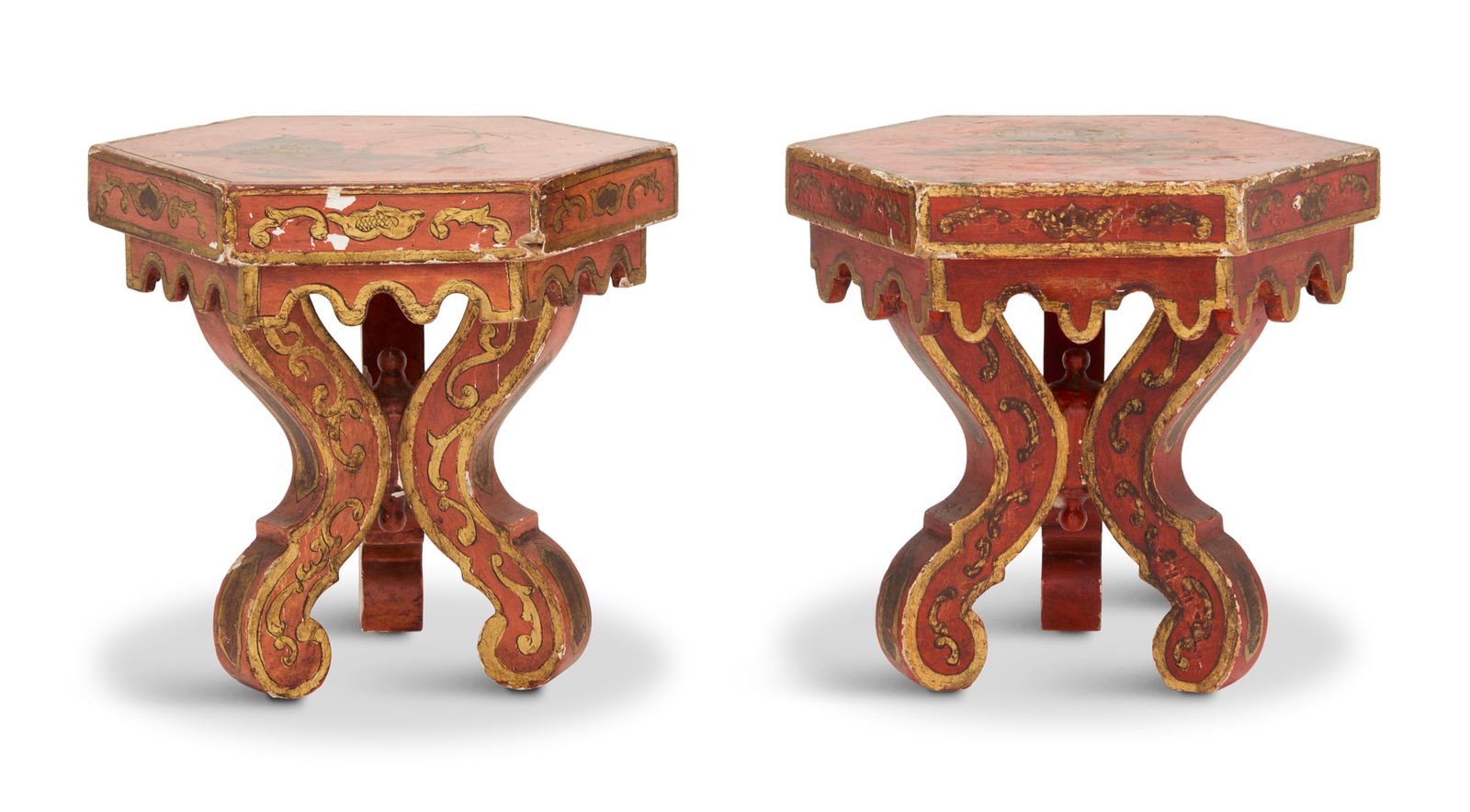 Pair of Spanish Painted Wooden Stands (1 of 3)