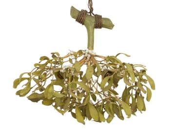 Mistletoe-Form Bronze and Enamel Chandelier
