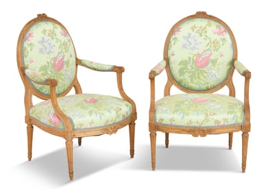 Pair of Louis XVI Beechwood Fauteuils