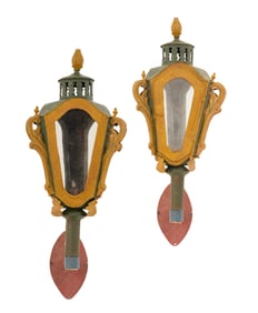 Pair of Italian Venetian Tole Lantern Sconces