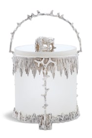 Frosted Glass and Silverplate Polar Ice Bucket