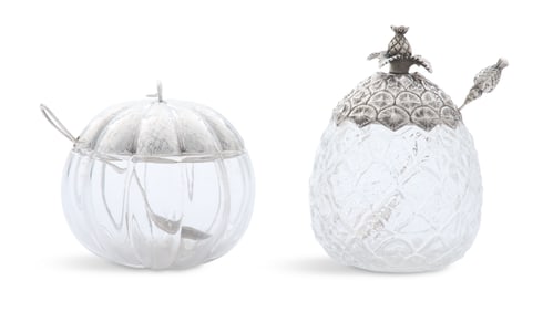 Two Gorham Silver and Glass Marmalade Jars