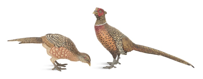 Pair of Austrian Bronze Pheasants