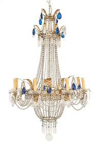 Italian Gilt-Metal and Glass Chandelier