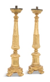 Pair of Italian Monumental Giltwood Altar Sticks