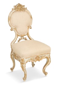 Italian Polychrome and Parcel-Gilt Salon Chair