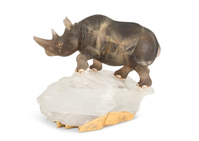 Harry Winston Quartz Rhinoceros Sculpture