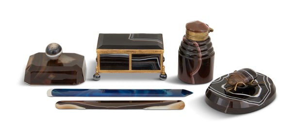 Collection of Six Agate Desk Articles