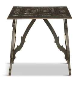 Spanish Ebonized and Silver-Inlaid Side Table