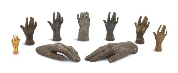 Collection of Nine Metal Hands