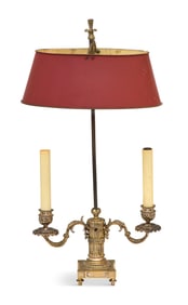 French Silvered Bronze and Tole Bouillotte Lamp