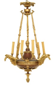 Empire-Style Cast-Brass and Tole Chandelier