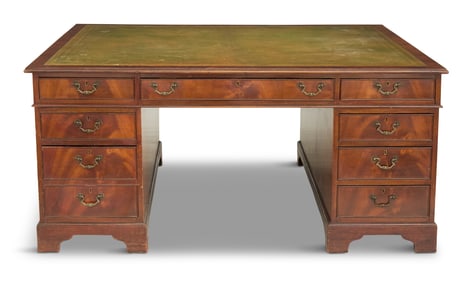 Georgian-Style Mahogany Partner's Pedestal Desk