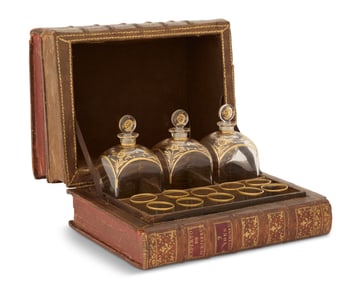 French Leather Book-Form Tantalus