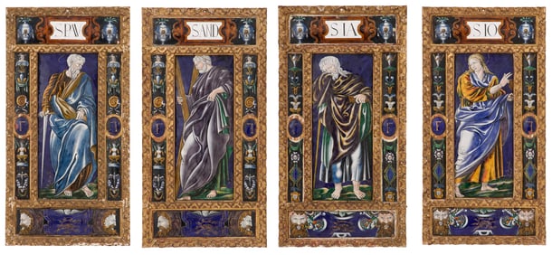 Important Suite of Four Limoges Enamel Plaques