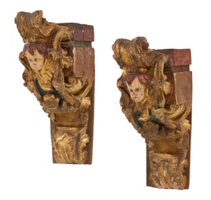 Pair of Italian Venetian Carved Corbels