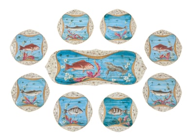 French Limoges Colorful Fish Set