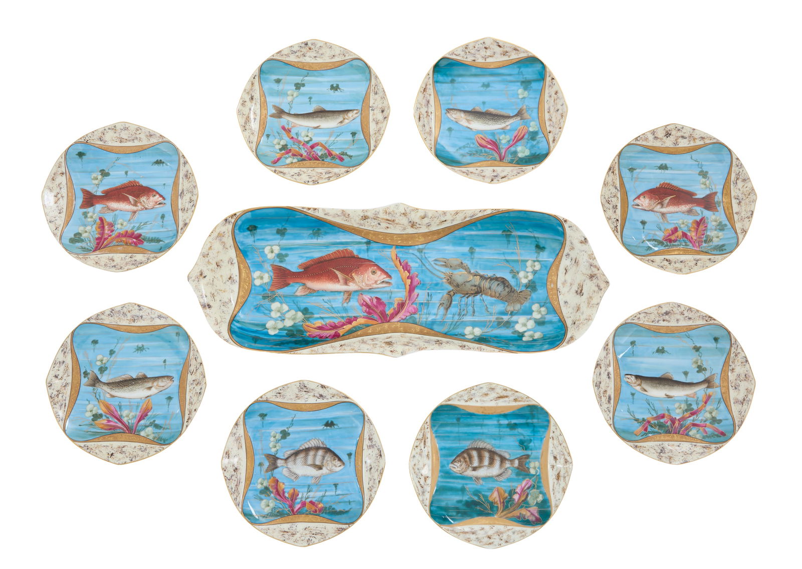 French Limoges Colorful Fish Set (1 of 2)