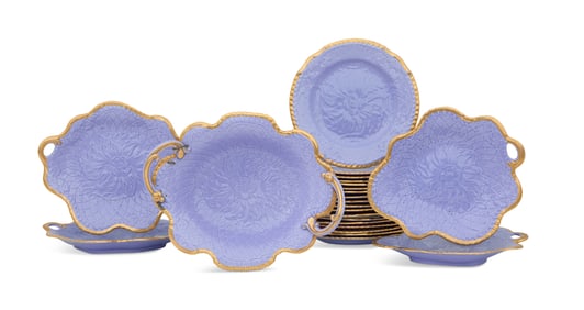 English Periwinkle Blue Porcelain Dessert Service