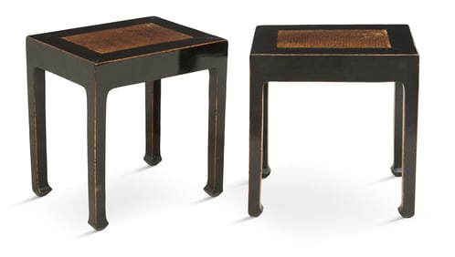 Pair of Chinese Lacquered Corner Leg Side Tables