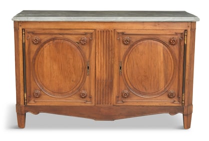 French Walnut and Marble-Top Sideboard