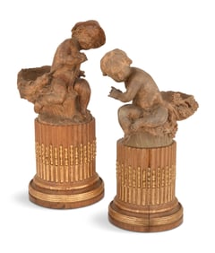 Pair of Terracotta Figural Sweetmeat Stands