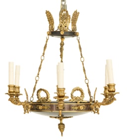 Gilt- and Patinated Bronze Chandelier