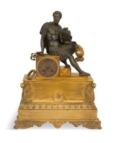 French Restauration Bronze Figural Mantel Clock