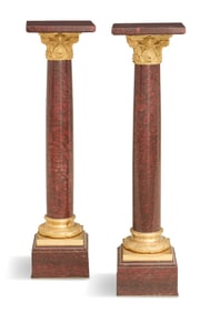French Belle Epoque Marble and Bronze Pedestals