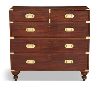 Mahogany and Brass-Mounted Campaign Desk