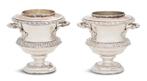 Pair of Old Sheffield Plate Wine Coolers