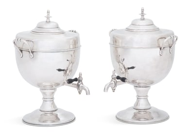 Pair of Silverplate Hot Water Urns