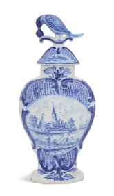 Signed Dutch Delft Covered Vase