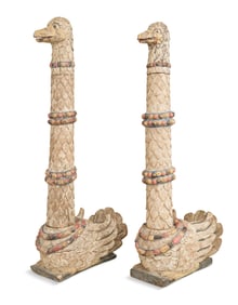 Pair of Monumental Wooden Balinese Temple Birds