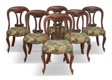 Six Victorian Mahogany Balloon-Back Chairs