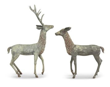 Pair of Bronze Deer