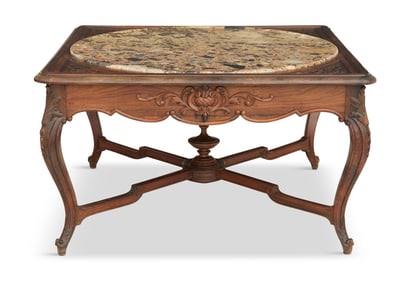 Napoleon III Rosewood and Marble-Top Table