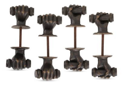 Four English Bronze Hand-Form Door Pulls