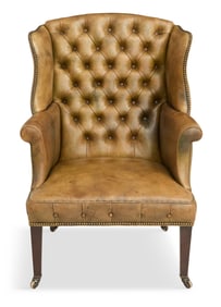 George III Leather Wing Chair