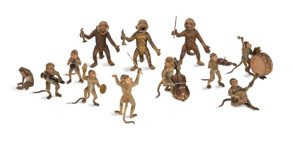 Assembled Vienna Bronze and Metal Monkey Band