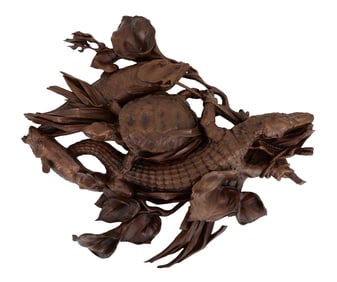 Carved Walnut Plaque in the Black Forest Style