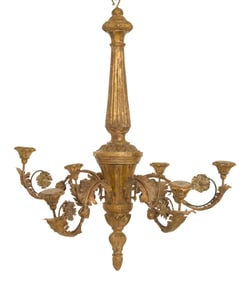 Tuscan Neoclassical Giltwood and Tole Chandelier