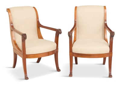 Pair of Empire Mahogany Fauteuils