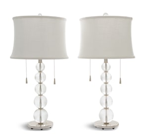 Pair of Pavel Glass and Chrome Lamps
