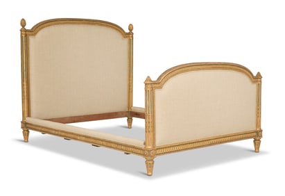 Polychrome and Parcel-Gilt Queen-Size Bed
