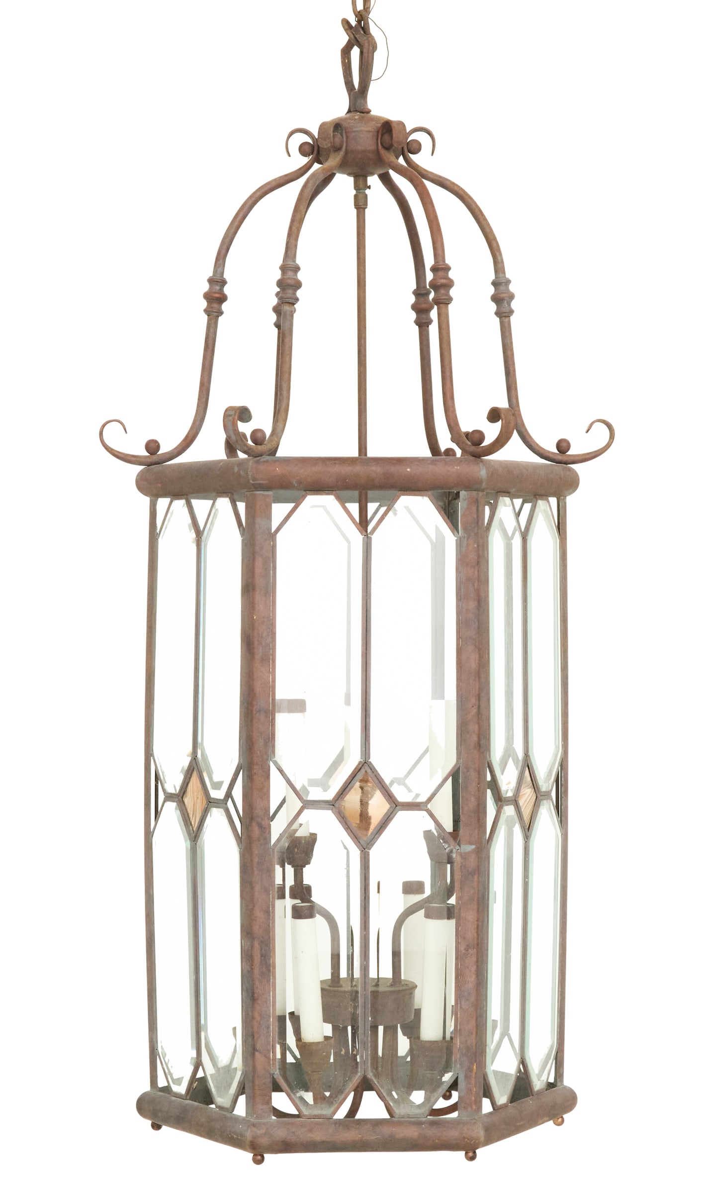 Copper-Plated and Leaded Glass Hall Lantern (1 of 2)