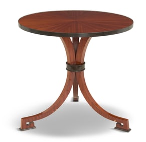 Art Deco-Style Mahogany Circular Center Table