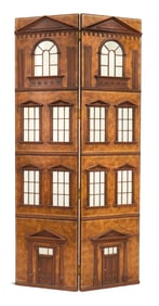 Maitland-Smith Wood and Leather Screen